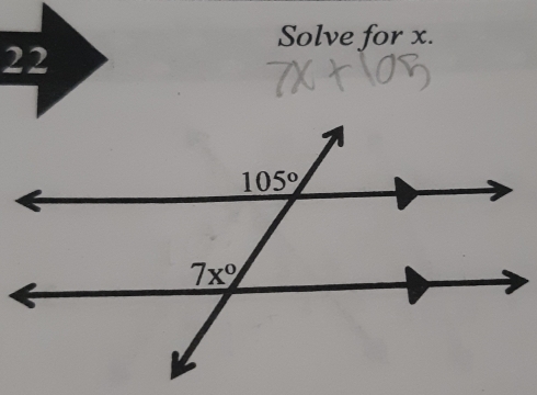 Solve for x.
22