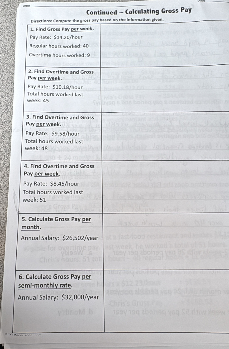 ame 
_ 
Continued - Calculating Gross Pay