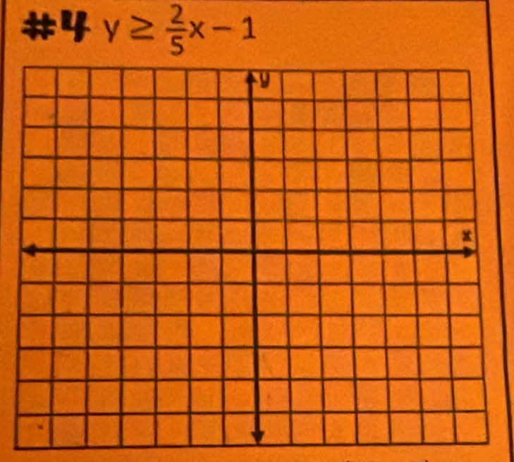 #4 y≥  2/5 x-1