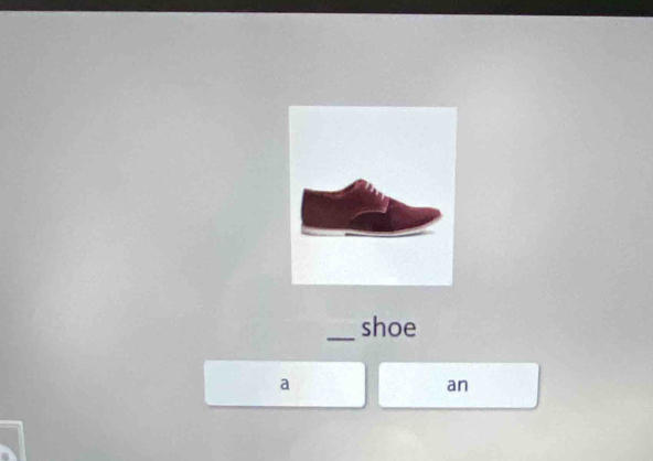 shoe 
a 
an