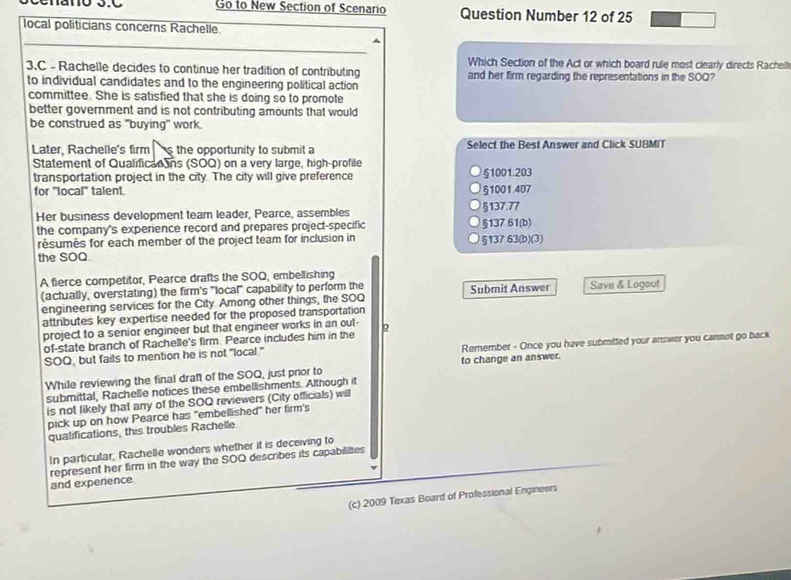 Solved: Go to New Section of Scenario Question Number 12 of 25 local ...