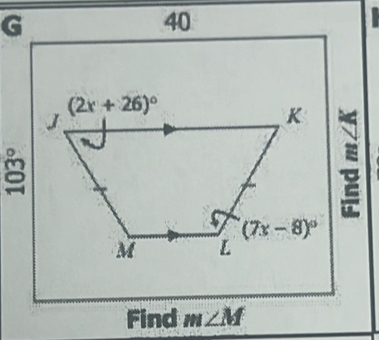 Find m∠ M