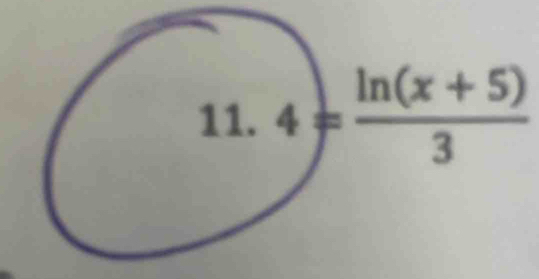 1.4= (ln (x+5))/3 