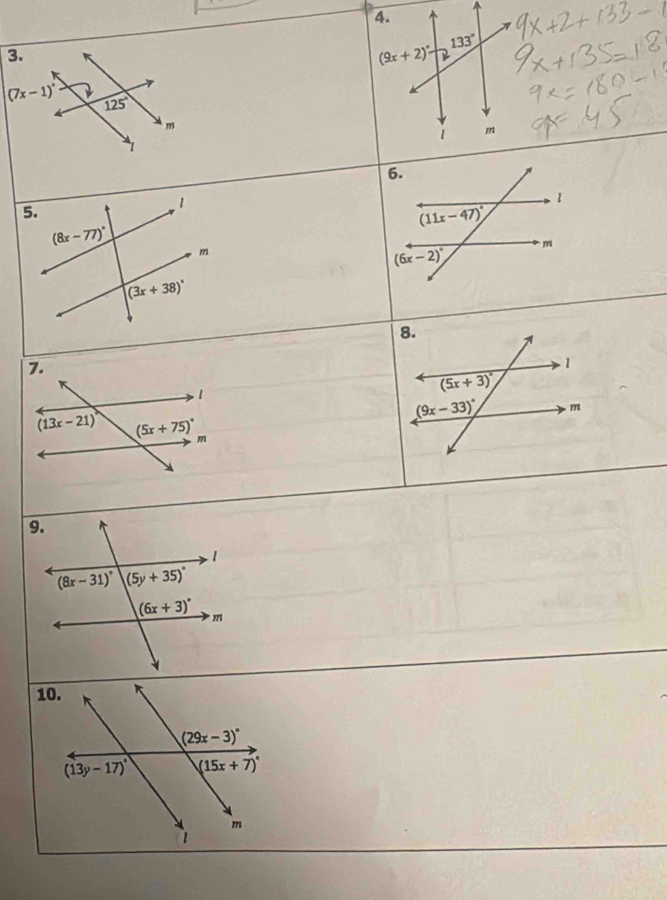 133°
3.
(7x-1)^circ 