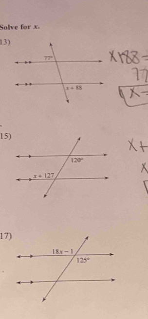 Solve for x.
13)
15)
17)