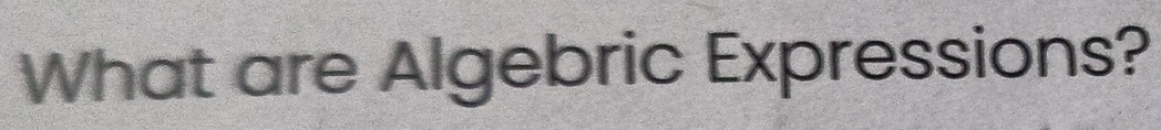 What are Algebric Expressions?