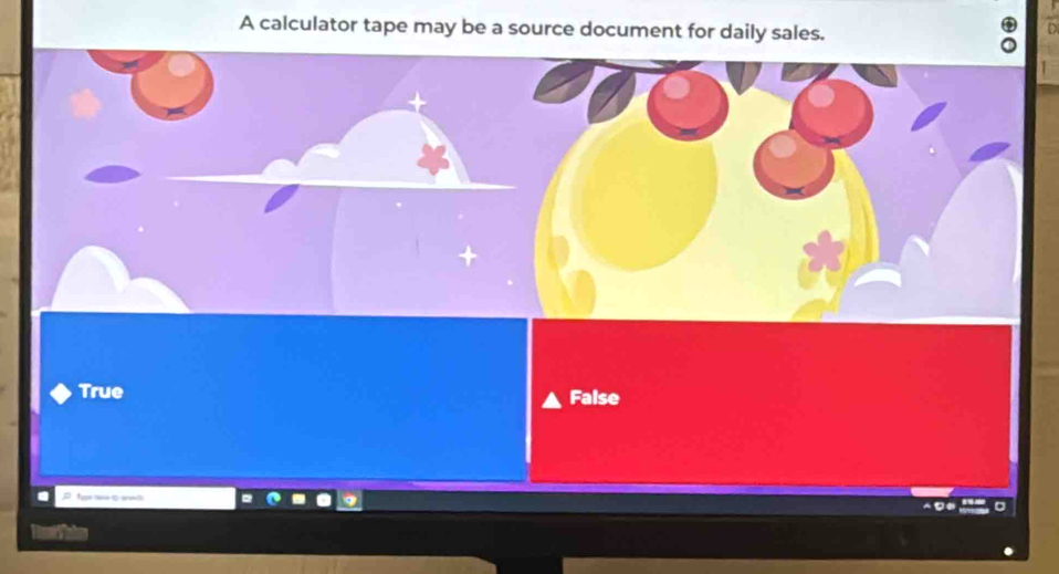 A calculator tape may be a source document for daily sales.
True False
_ _