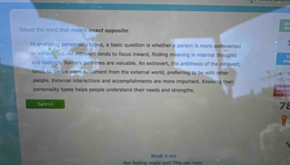 Solved: Select the word that means exact opposite. In analyzing ...