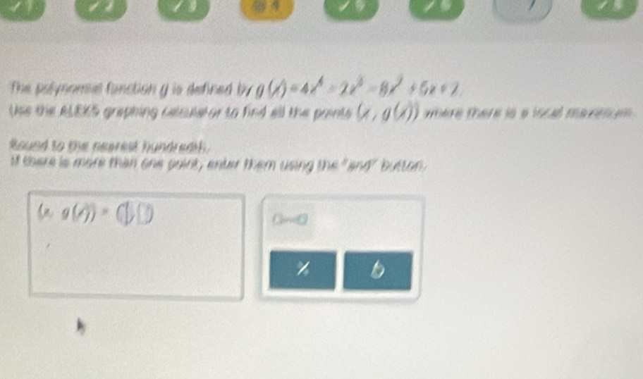 g(x)=4x^3=2x^3-8x^2+5x+7

(x,g(x))
(x,g(e))=(1,0)
a