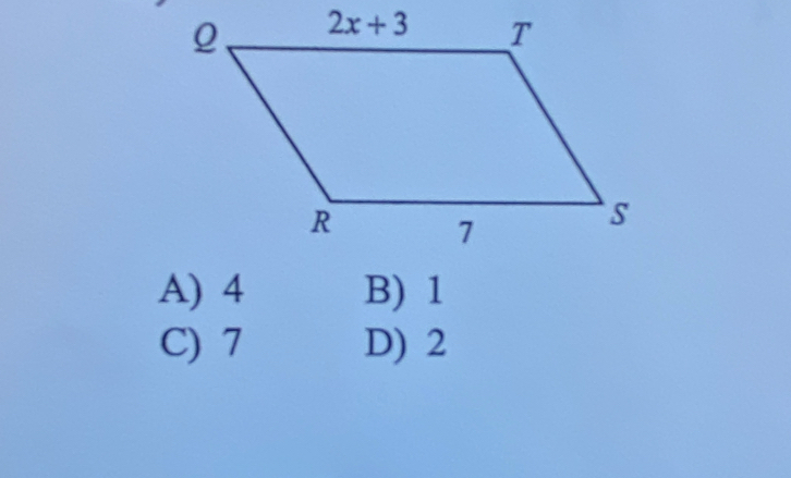 A) 4 B) 1
C) 7 D) 2