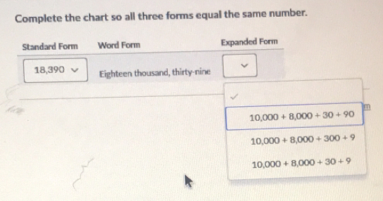 Solved: Complete the chart so all three forms equal the same number ...