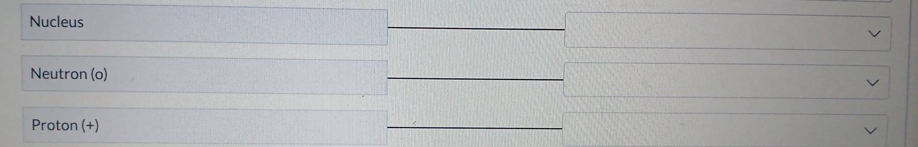 Nucleus 
Neutron (o) 
Proton (+)
