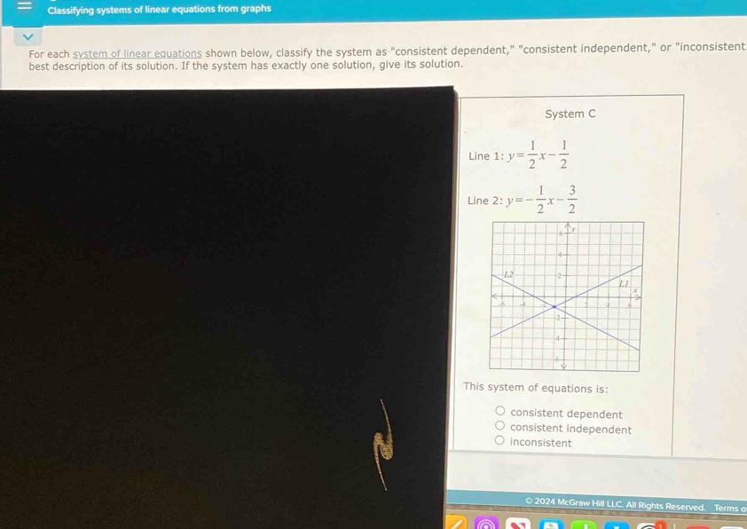 Solved: Classifying systems of linear equations from graphs For each ...