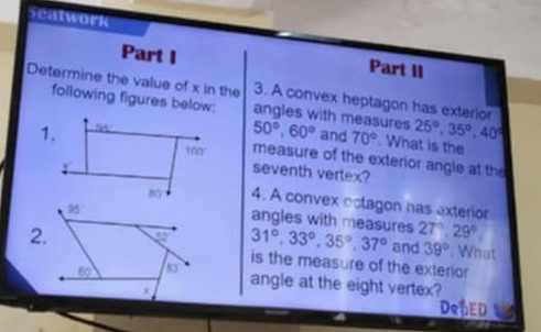 Solved: Seatwork Part I Part II Determine the value of x in the 3. A ...