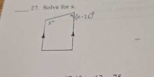 Solve for x. 
_