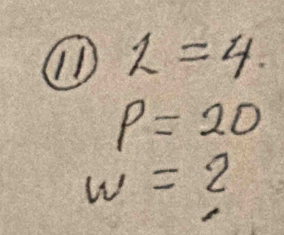 ① L=4.
P=20
w=2