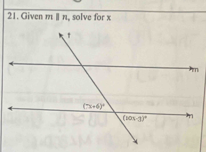 Given mparallel n , solve for x