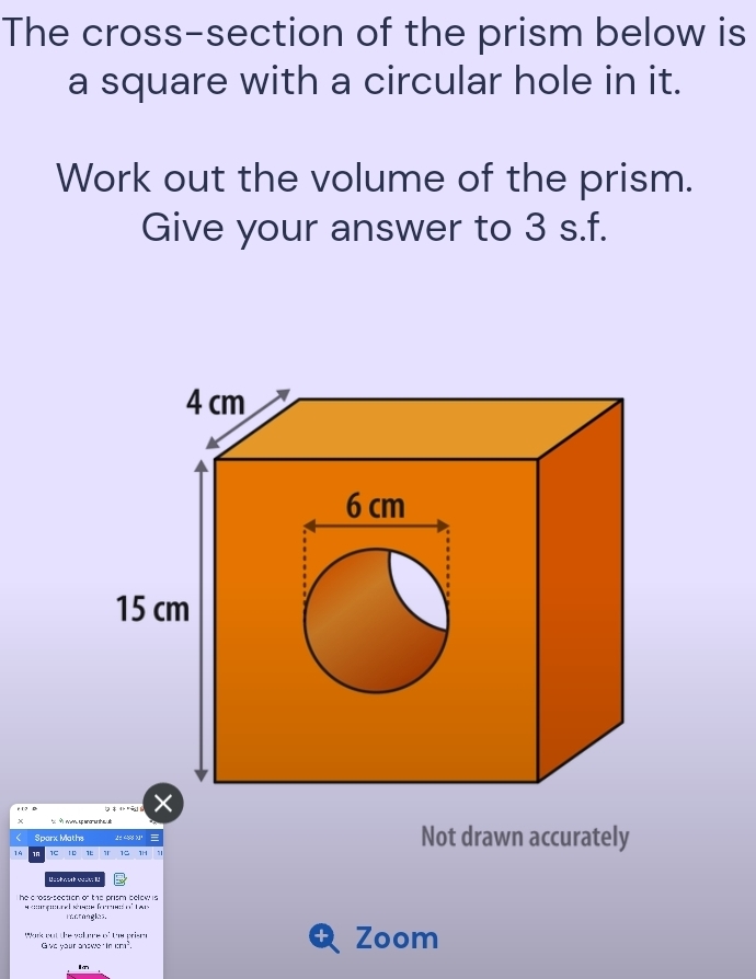 Solved: The cross-section of the prism below is a square with a ...