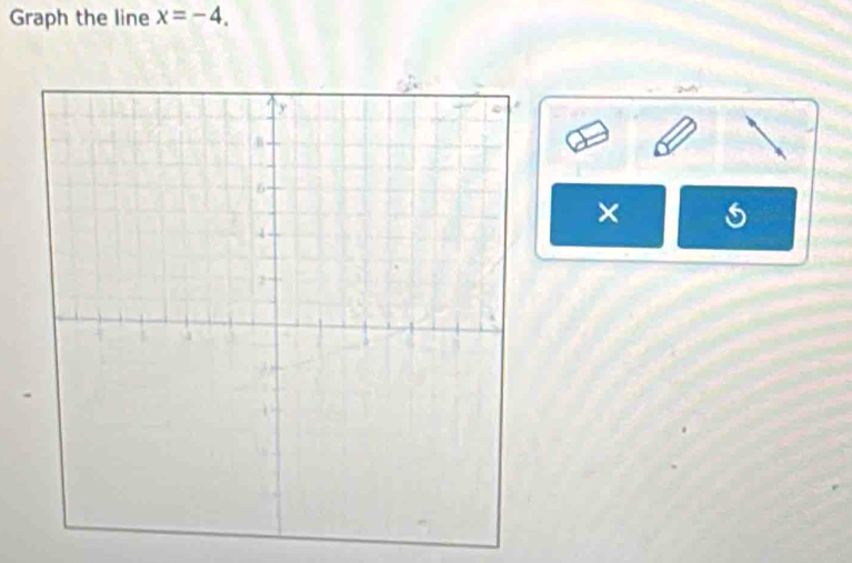 Graph the line x=-4. 
×