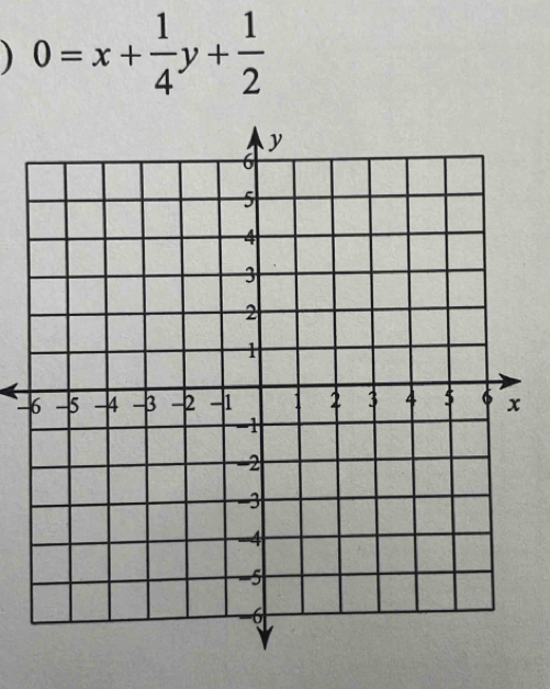 ) 0=x+ 1/4 y+ 1/2 
6