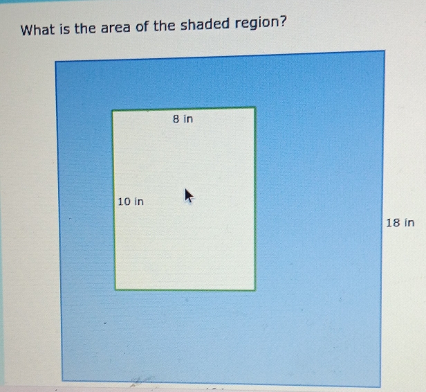 What is the area of the shaded region?
18 in