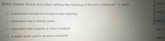 Solved: Which answer choice accurately defines the meaning of the word ...