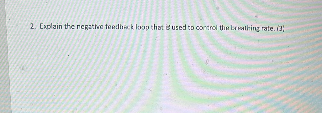 Explain the negative feedback loop that is used to control the breathing rate. (3)