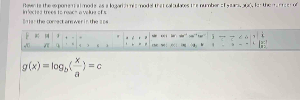 Rewrite the exponential model as a logarithmic model that calculates ...