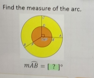 Find the measure of the arc.
mwidehat AB=[?]^circ 