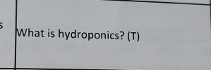 What is hydroponics? (T)