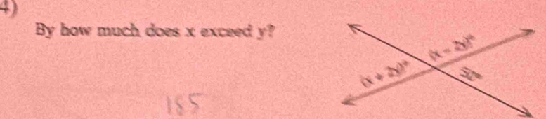 By how much does x exceed y?