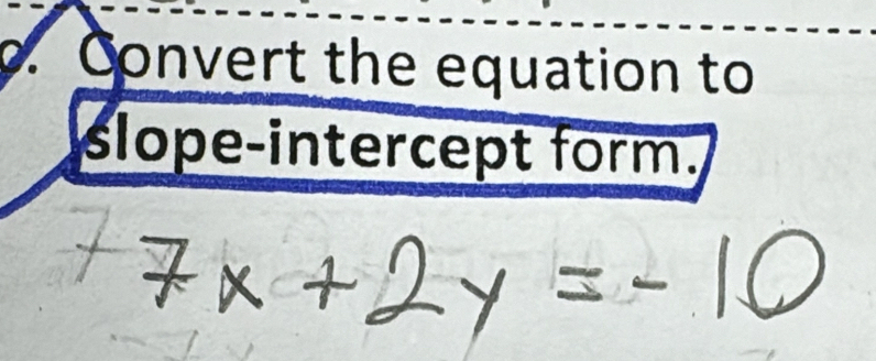 Convert the equation to 
slope-intercept form.