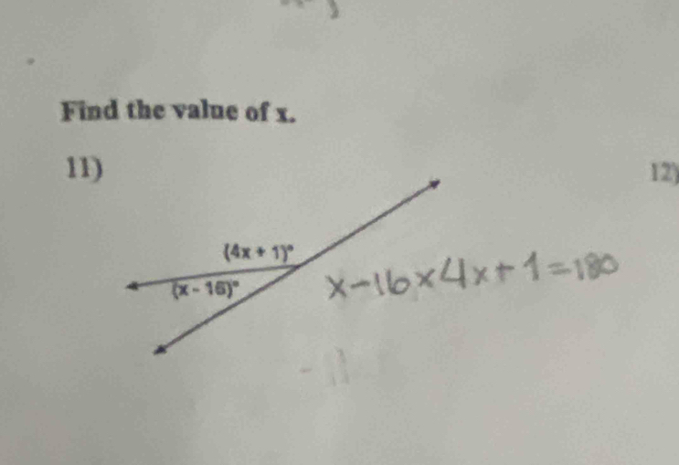 Find the value of x.
11)12)