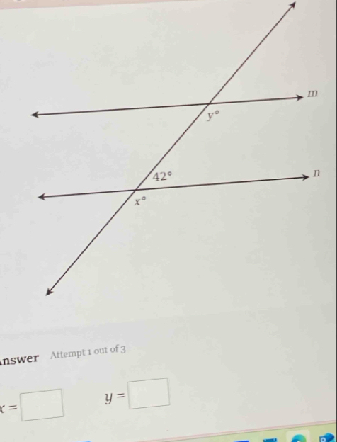 nswer Attempt 1 out of 3
k=□ y=□