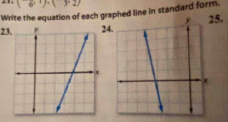 (-6· 1)· (3· 2)
Write the equation of each graphed line in standard form. 
2345.