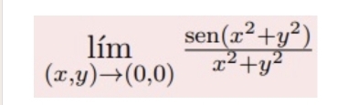 limlimits _(x,y)to (0,0) (sen(x^2+y^2))/x^2+y^2 