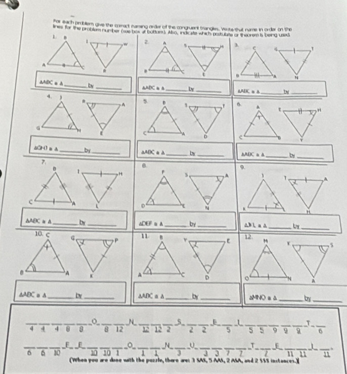 Solved: For each problem give the correct naming order of the congruent ...