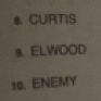 e. CURTIS
s. ELWOOD
10. ENEMY