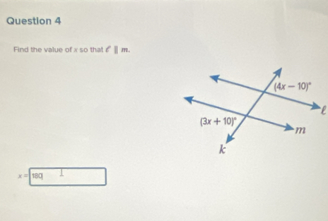 Find the value of x so that ell ||m.
x= 