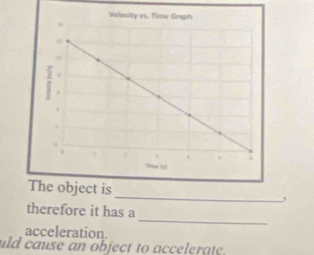 therefore it has a 
acceleration. 
uld cause an object to accelerate.