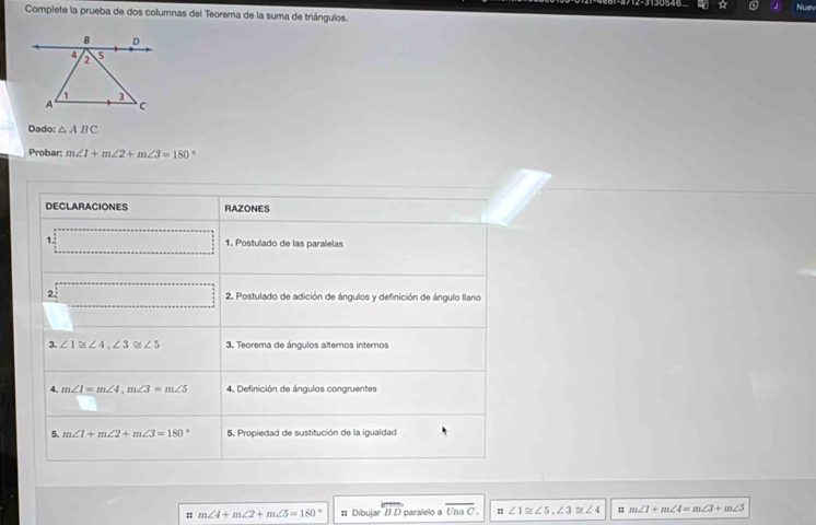 Solved: Nuew Complete la prueba de dos columnas del Teorema de la suma ...