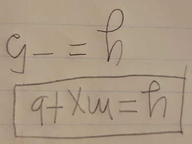 1- =h
9+xw=h