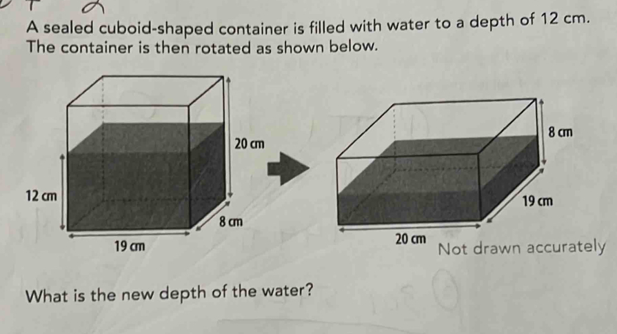 Solved: A sealed cuboid-shaped container is filled with water to a ...