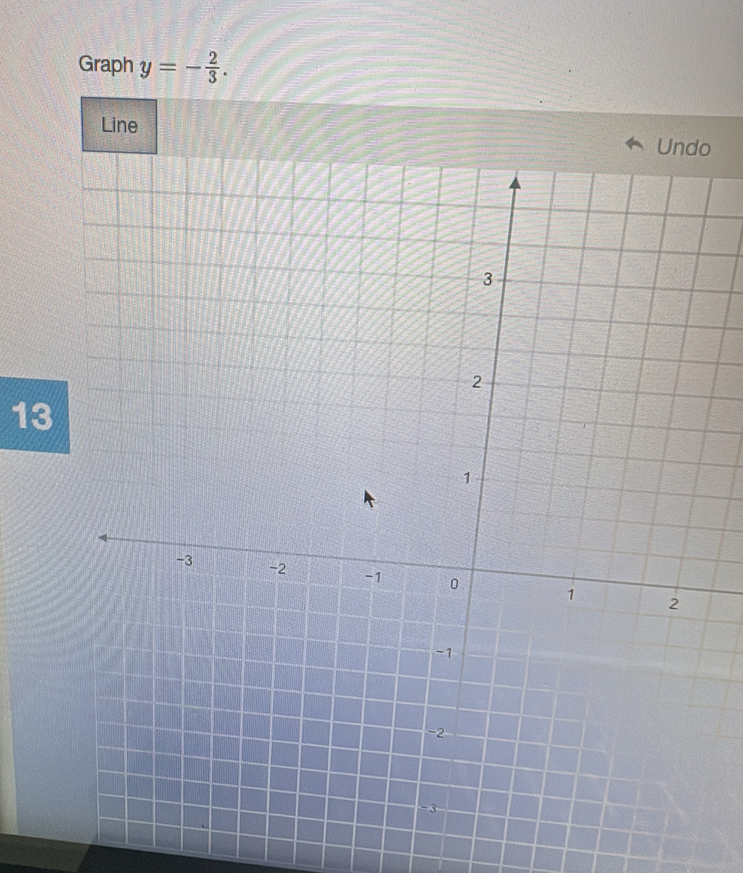 Graph y=- 2/3 . 
Line 
o 
13