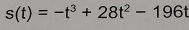 s(t)=-t^3+28t^2-196t