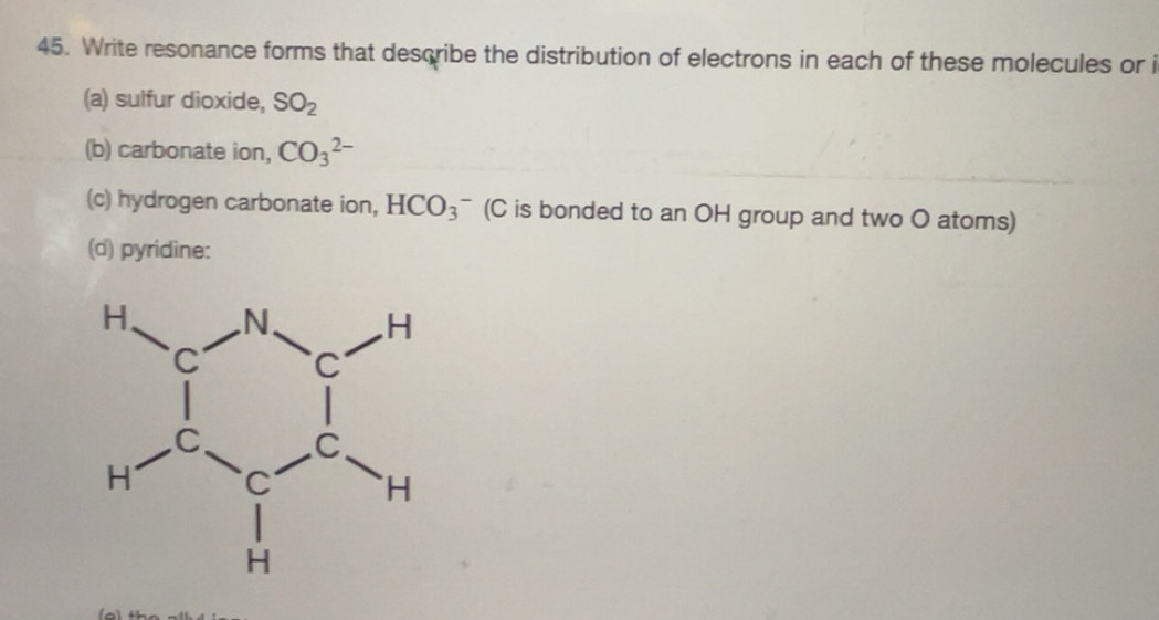 Solved: Write resonance forms that describe the distribution of ...
