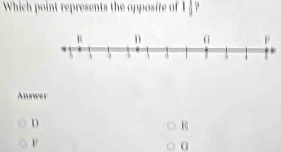 Which point represents the opposite of 1 £?
Answer
D
E
F
a