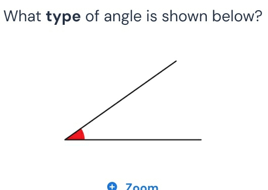 What type of angle is shown below? 
ª Z oom