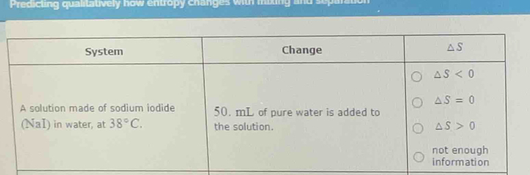 Predicting qualitatively how entropy changes with mixing and separatio
