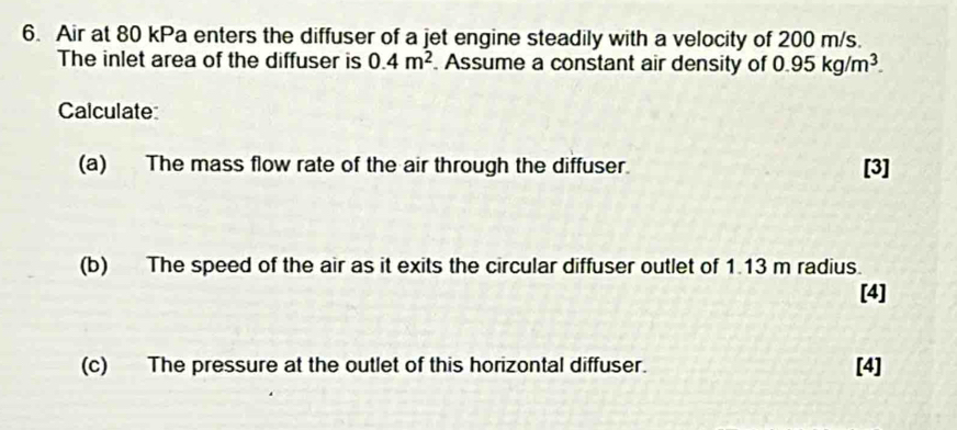 Solved: Air at 80 kPa enters the diffuser of a jet engine steadily with ...